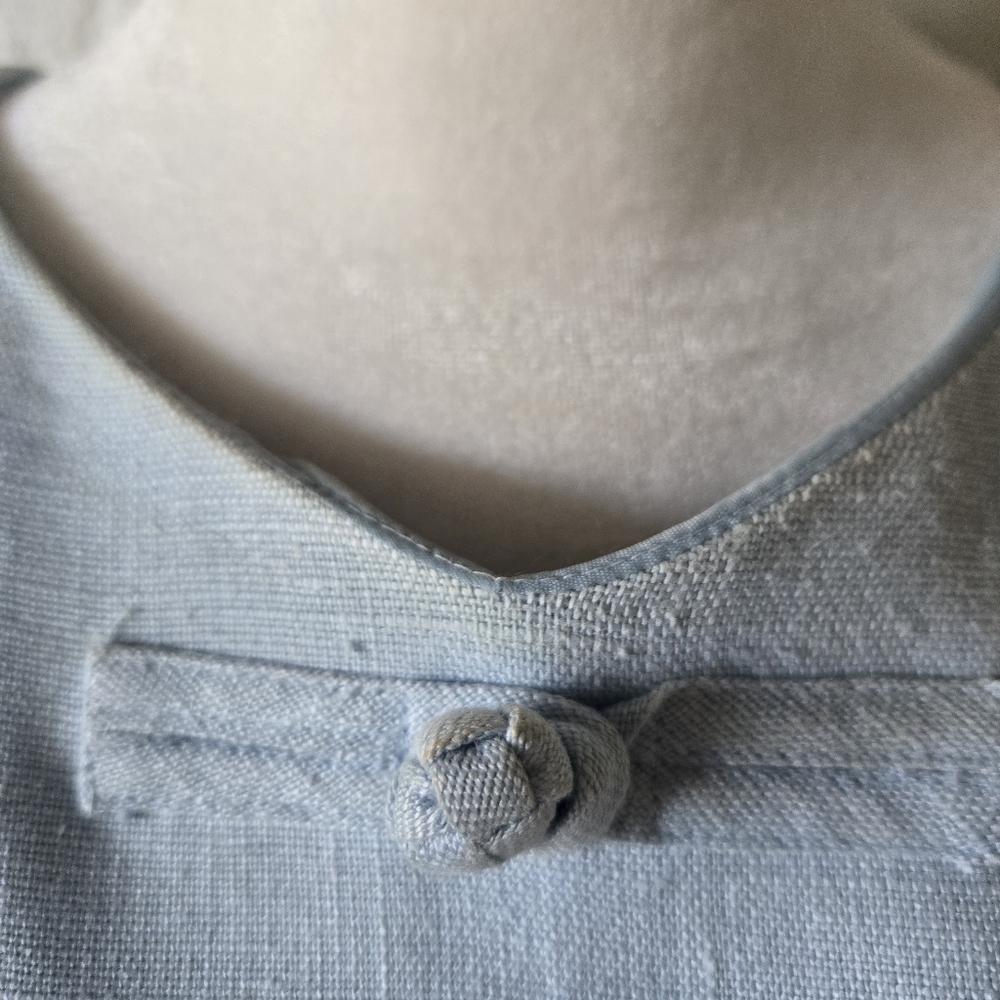 Vintage William Pearson Light Blue Shift Dress, Linen, 80s, Work, Casual - Picture 6 of 15